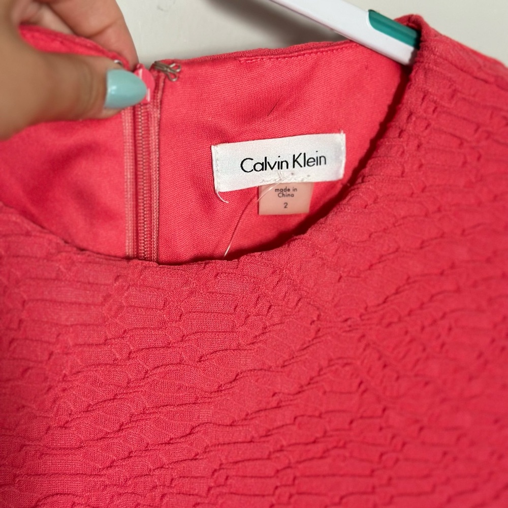 Calvin Klein Coral Fitted Midi Dress